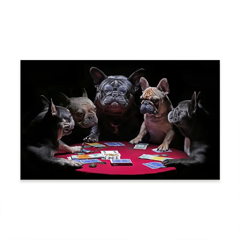 Frenchies Playing Poker Oversized Canvas Print Frenchies Playing Poker Oversized Canvas Print wall art product Art Print Shop