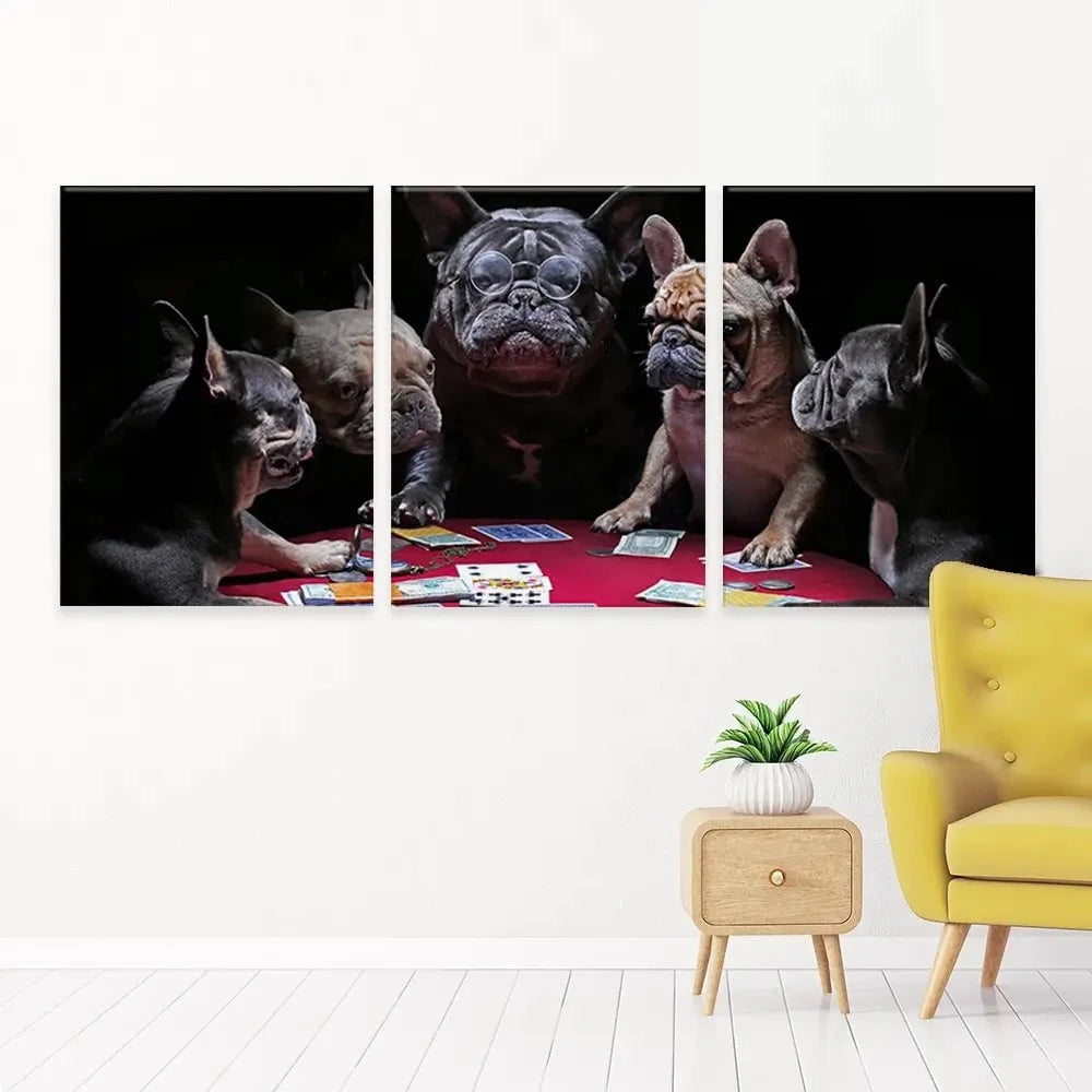 Frenchies Playing Poker Trio Canvas Print Frenchies Playing Poker Trio Canvas Print wall art product Alexander Sviridov / Shutterstock