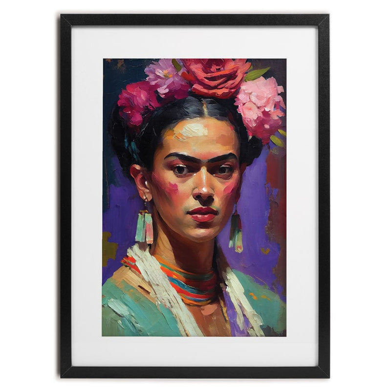Frida Floral Crown Framed Art Print wall art product Treechild / Independent