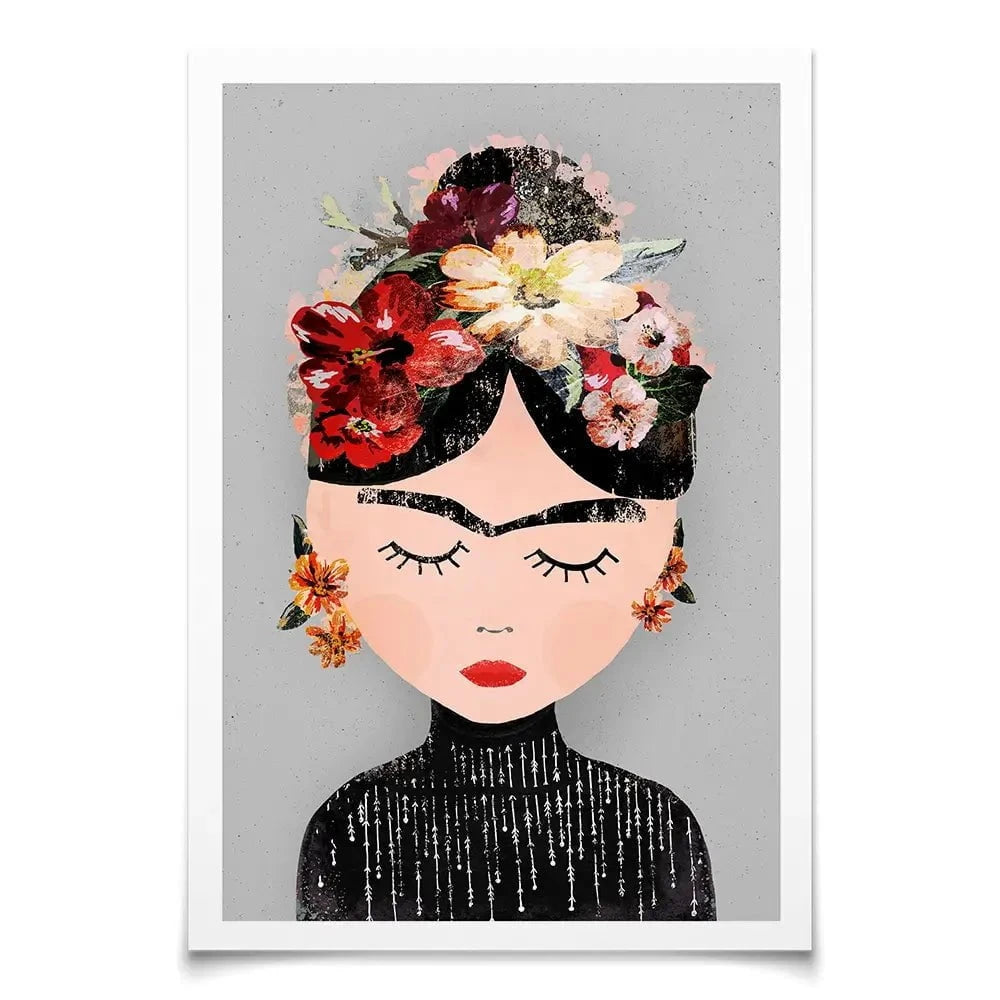 Frida Grey Art Print Frida Grey Art Print wall art product Treechild
