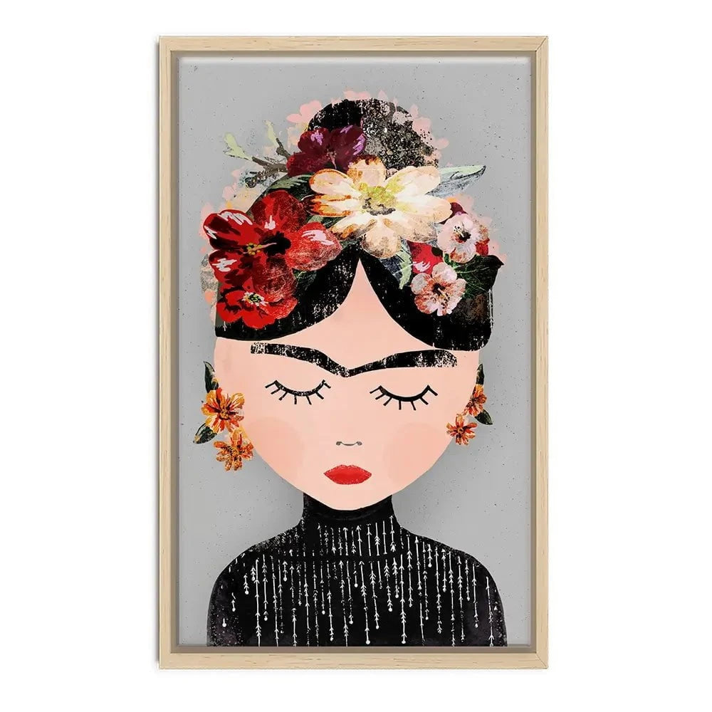 Frida Grey Canvas Print Frida Grey Canvas Print wall art product Treechild
