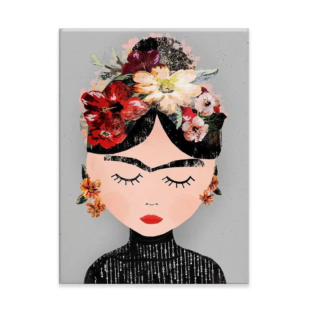 Frida Grey Canvas Print Frida Grey Canvas Print wall art product Treechild