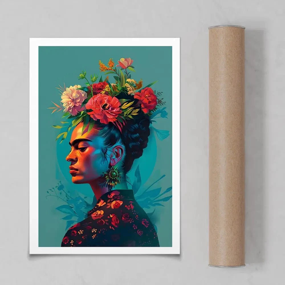 Frida In Flowers Art Print Frida In Flowers Art Print wall art product Art Print Shop