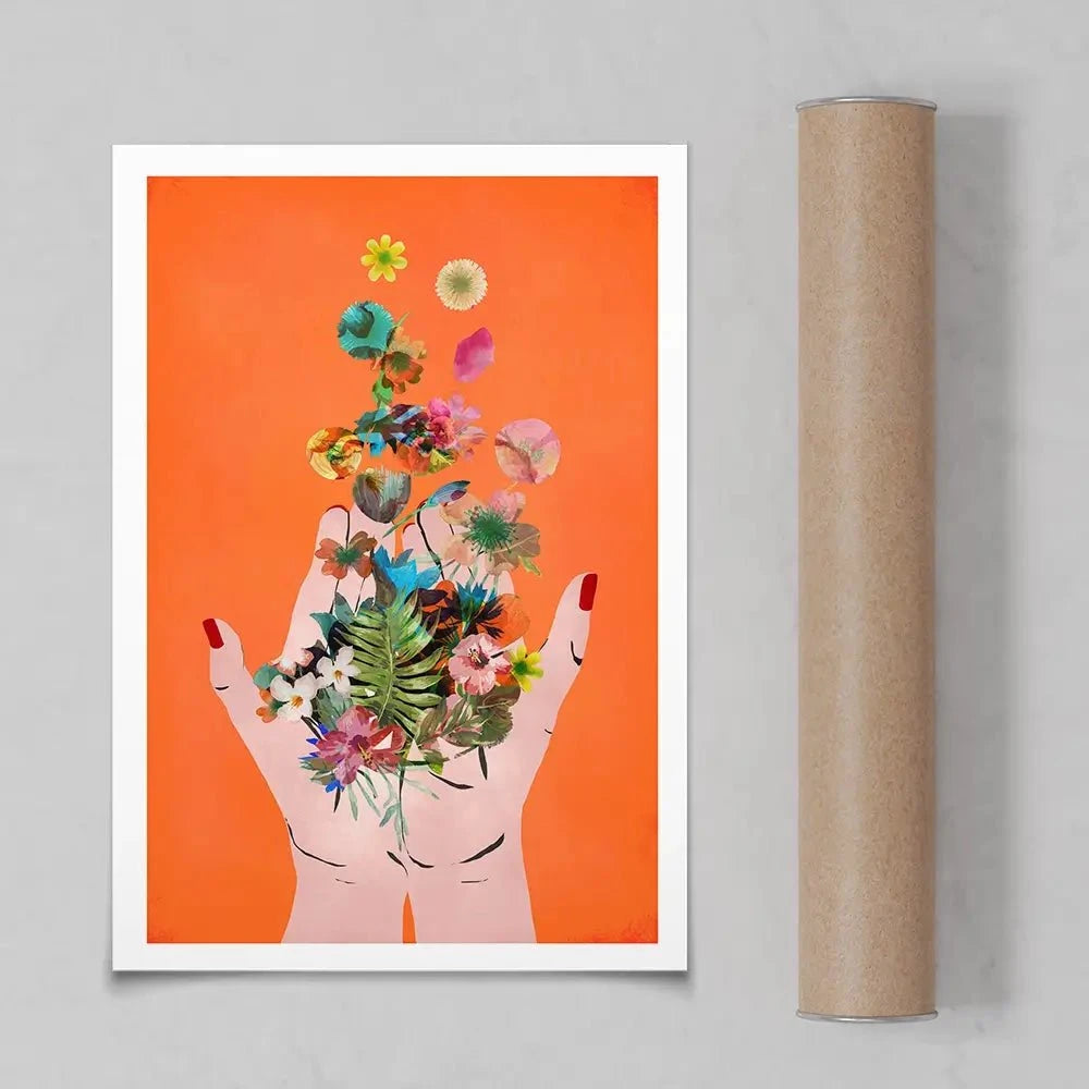Fridas Hands Orange Art Print Fridas Hands Orange Art Print wall art product Treechild