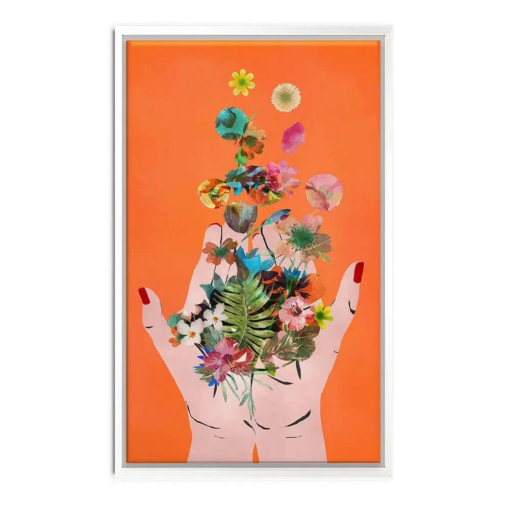 Fridas Hands Orange Canvas Print Fridas Hands Orange Canvas Print wall art product Treechild