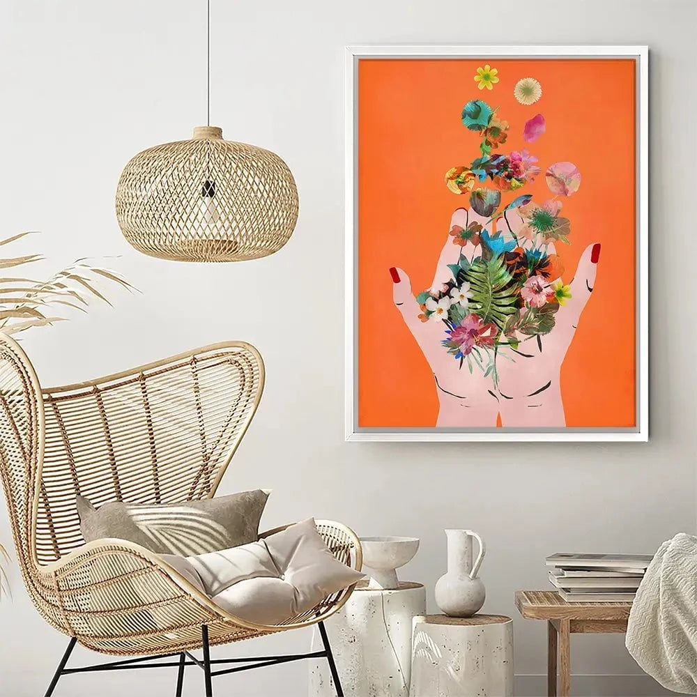 Fridas Hands Orange Canvas Print Fridas Hands Orange Canvas Print wall art product Treechild