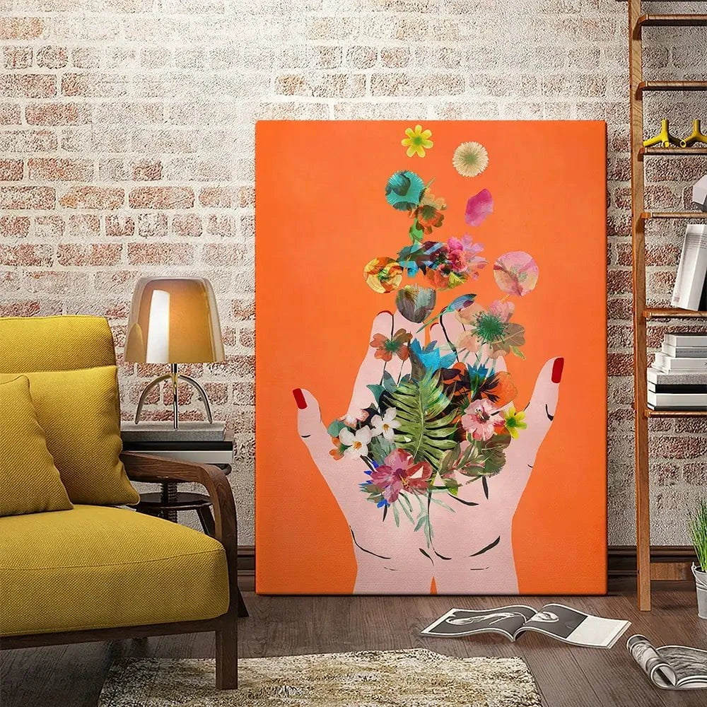 Fridas Hands Orange Canvas Print Fridas Hands Orange Canvas Print wall art product Treechild