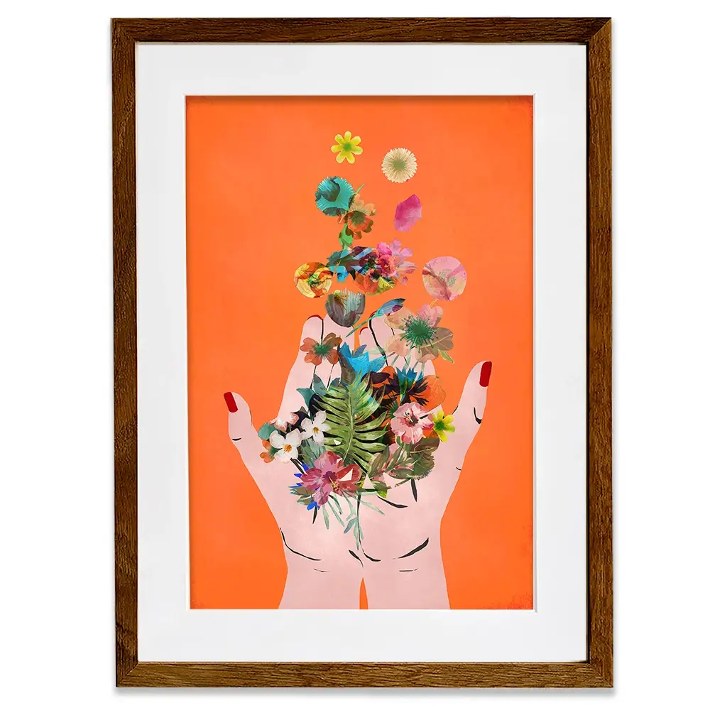 Fridas Hands Orange Framed Art Print Fridas Hands Orange Framed Art Print wall art product Treechild
