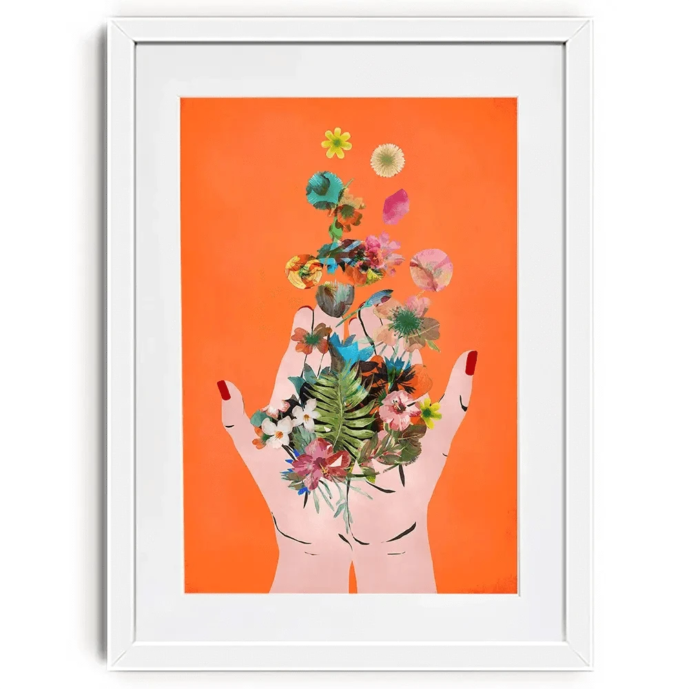 Fridas Hands Orange Framed Art Print Fridas Hands Orange Framed Art Print wall art product Treechild