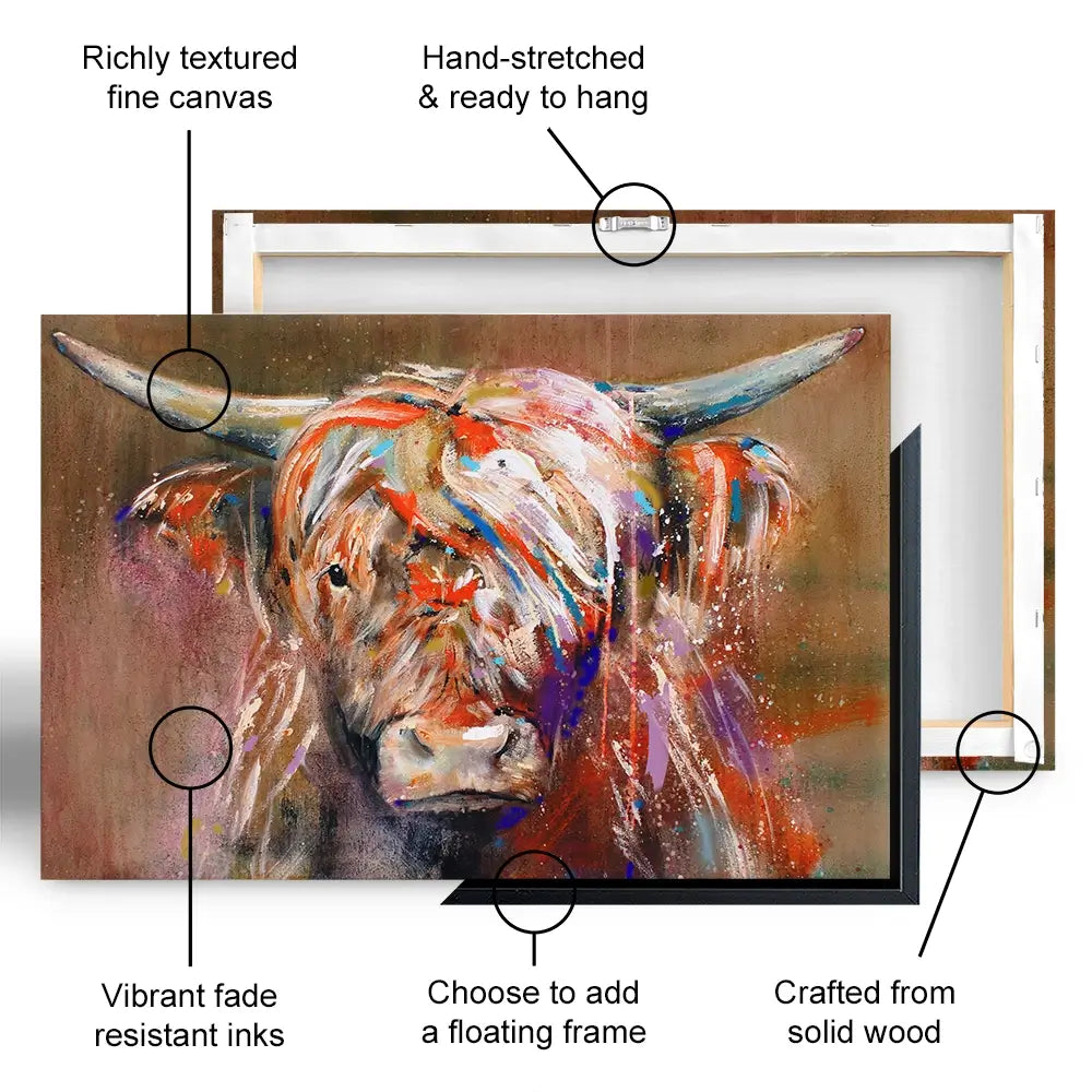Friendly Highland Cow Canvas Print Friendly Highland Cow Canvas Print wall art product Studio Paint-Ing