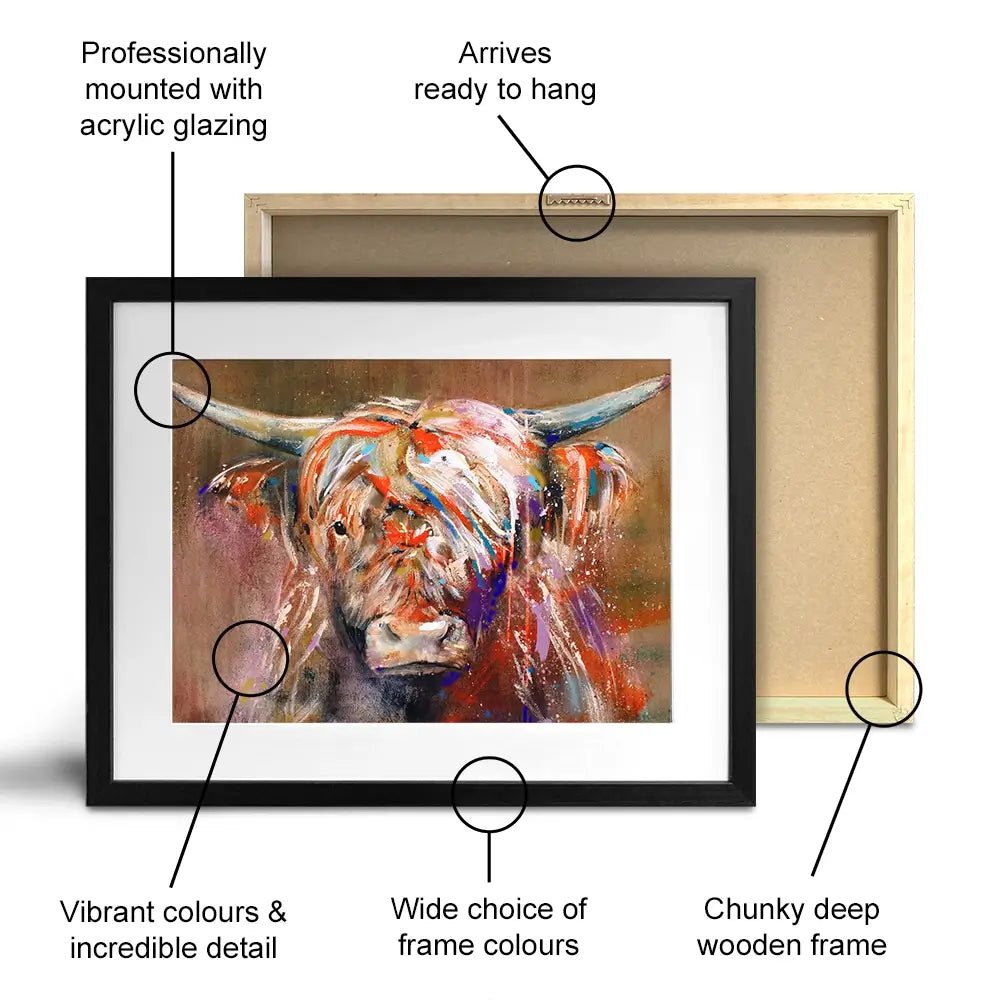 Friendly Highland Cow Framed Art Print Friendly Highland Cow Framed Art Print wall art product Studio Paint-Ing
