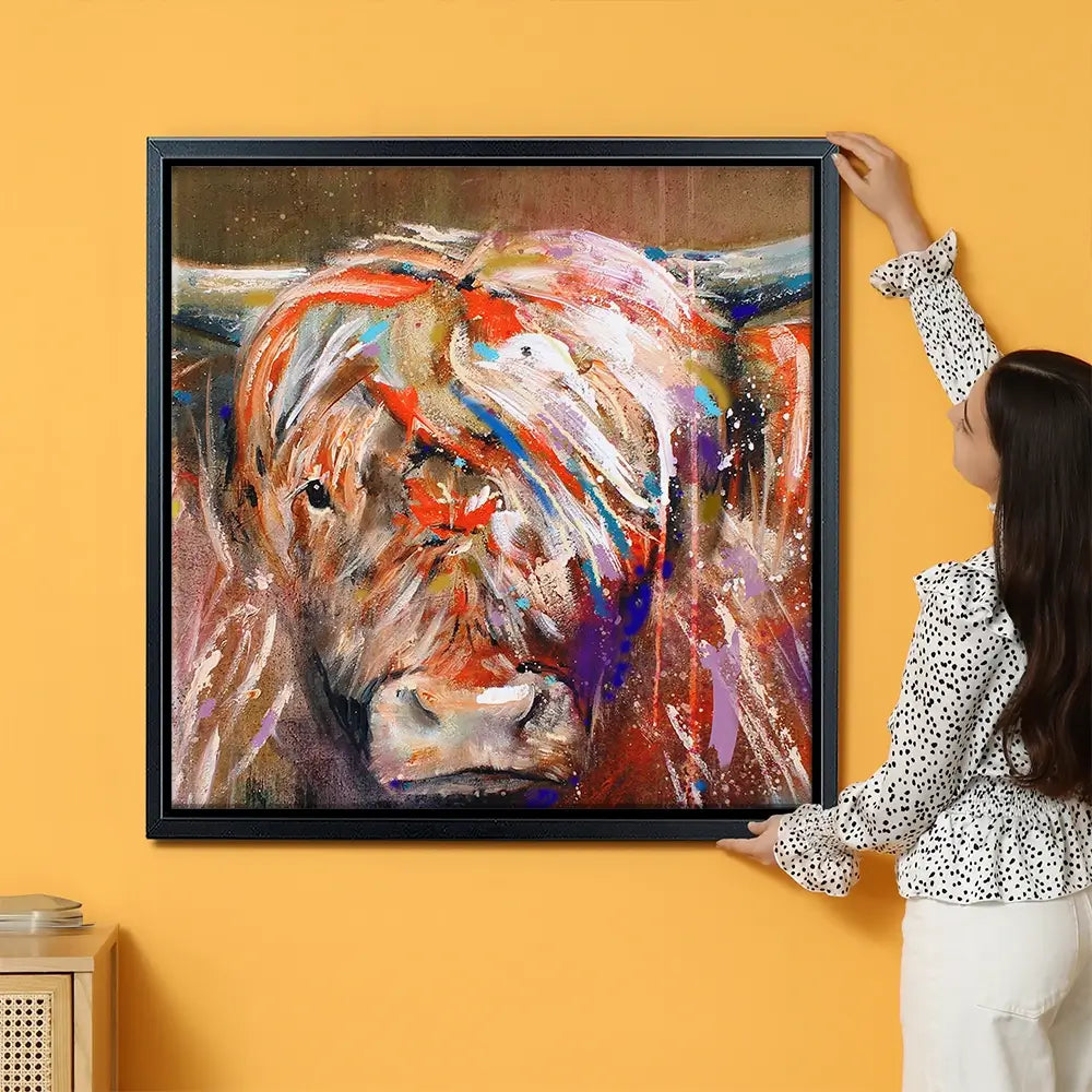 Friendly Highland Cow Oversized Canvas Print Friendly Highland Cow Oversized Canvas Print wall art product Art Print Shop