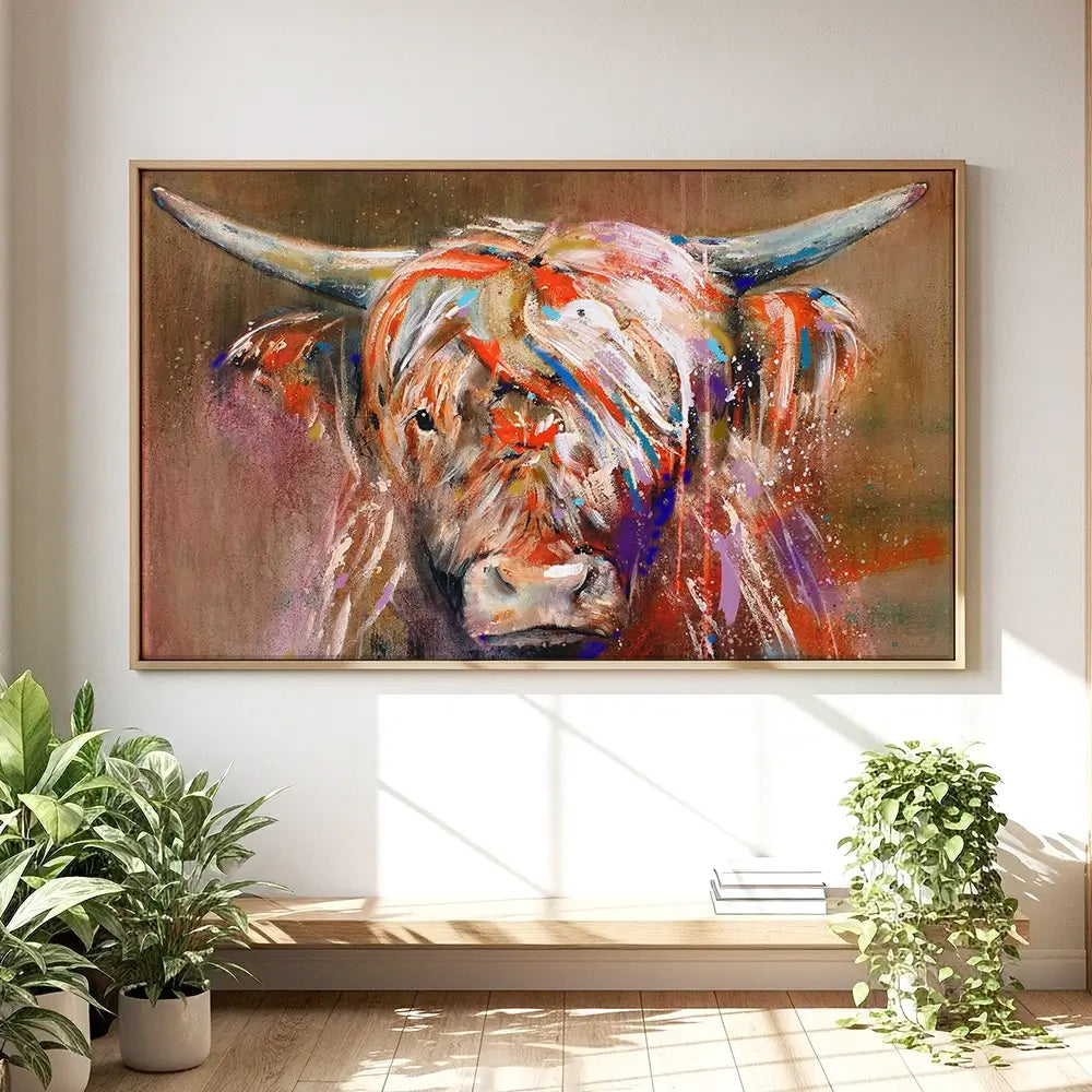 Friendly Highland Cow Oversized Canvas Print Friendly Highland Cow Oversized Canvas Print wall art product Art Print Shop