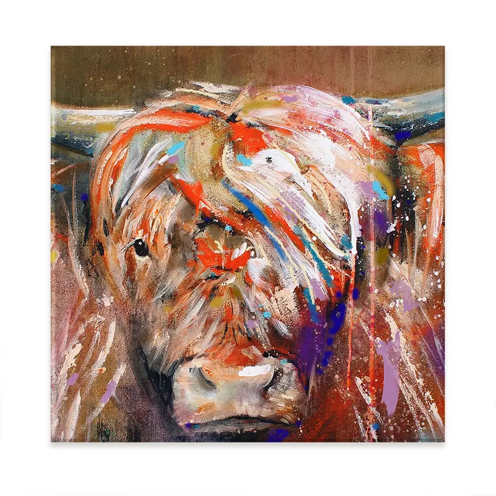 Friendly Highland Cow Oversized Canvas Print Friendly Highland Cow Oversized Canvas Print wall art product Art Print Shop