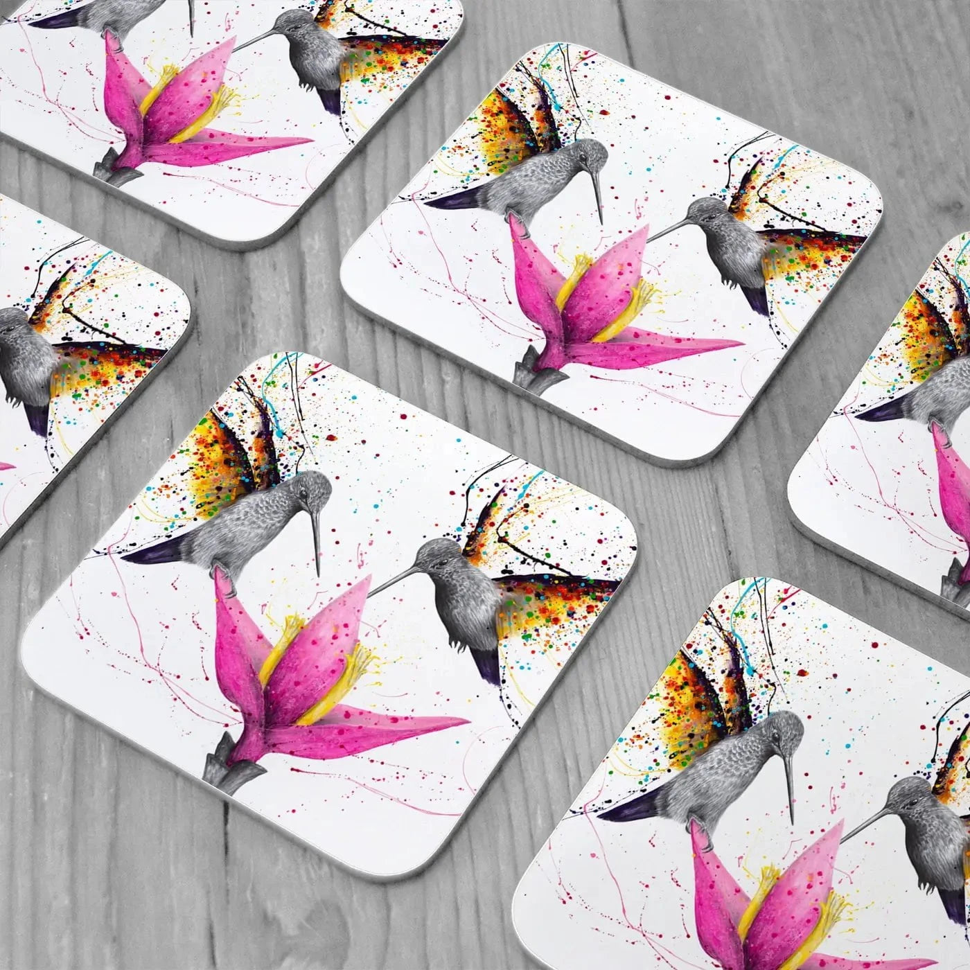 Friendship Hummingbirds Coaster Set Rainbow Soul Tree Coaster Set | Rainbow Soul Tree Art Coasters wall art product Ashvin Harrison