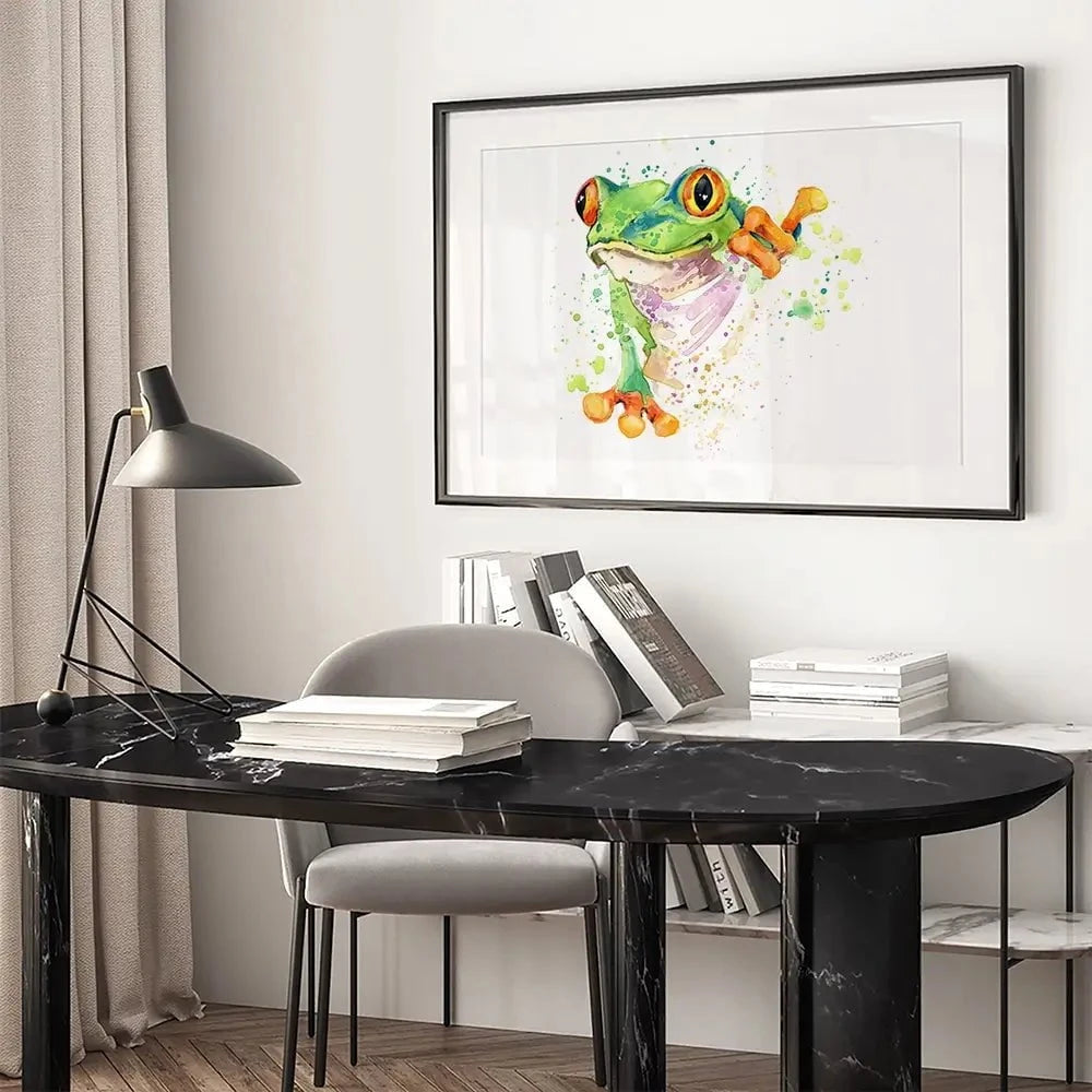Frog Paint Splash Framed Art Print Frog Paint Splash Framed Art Print wall art product Faenkova Elena / Shutterstock