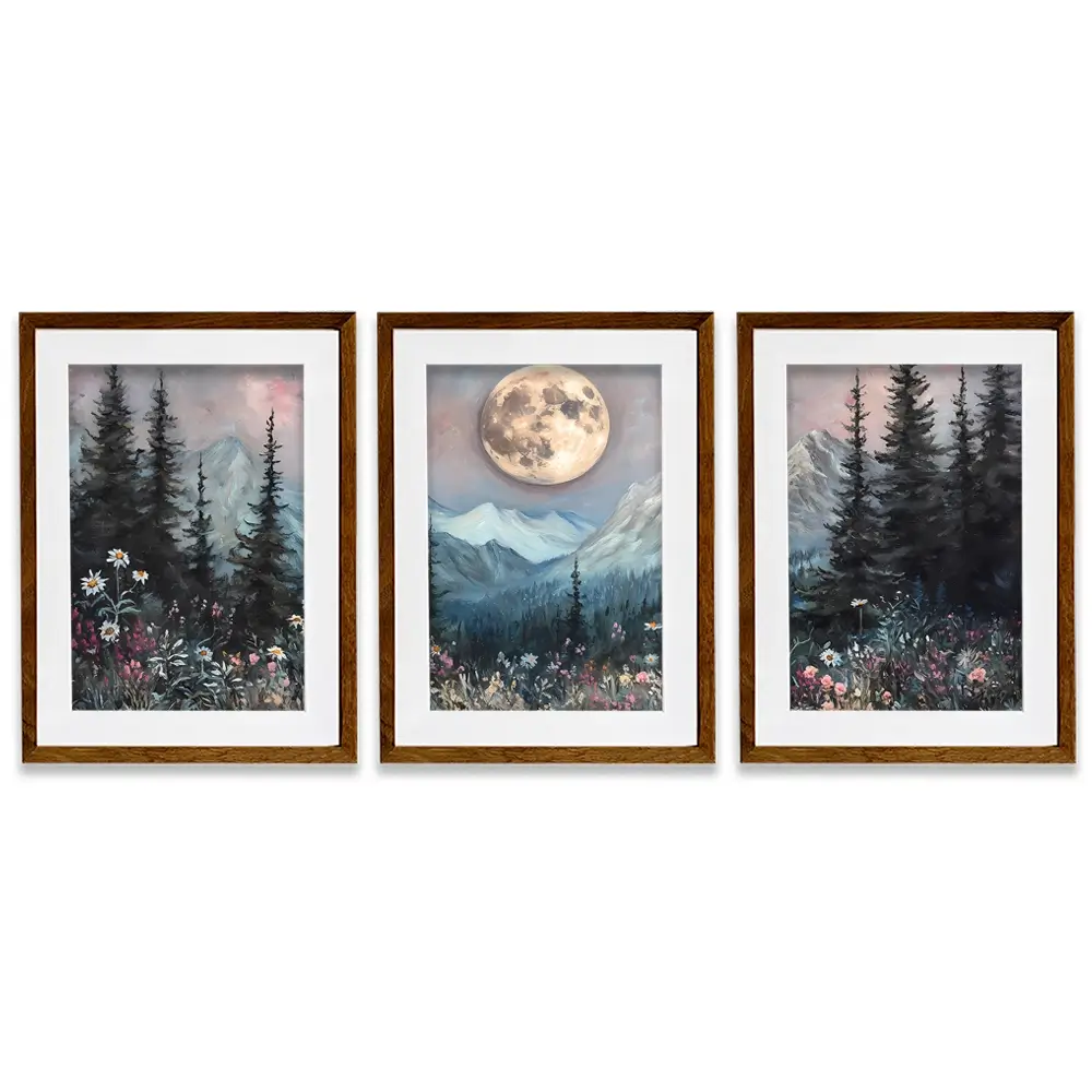 Full Moon Framed Art Print Trio Full Moon Framed Art Print Trio wall art product IAmHomeStudio