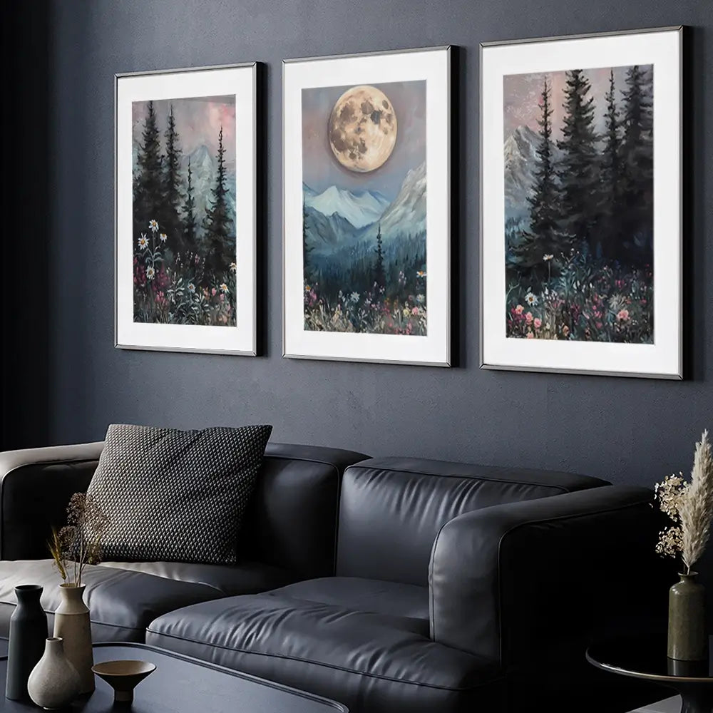 Full Moon Framed Art Print Trio Full Moon Framed Art Print Trio wall art product IAmHomeStudio