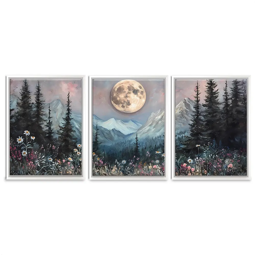 Full Moon Trio Canvas Print Full Moon Trio Canvas Print wall art product IAmHomeStudio