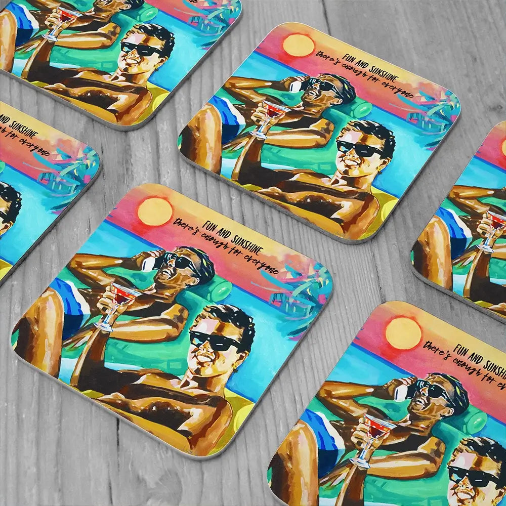 Fun And Sunshine Coaster Set Fun And Sunshine Coaster Set wall art product Juliet Stockton