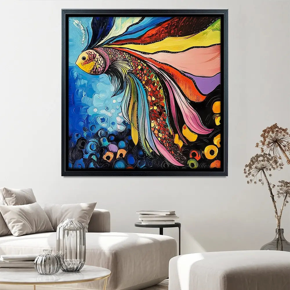 Fun Fish 2 Square Canvas Print Fun Fish 2 Square Canvas Print wall art product Violeta Allaberdieva