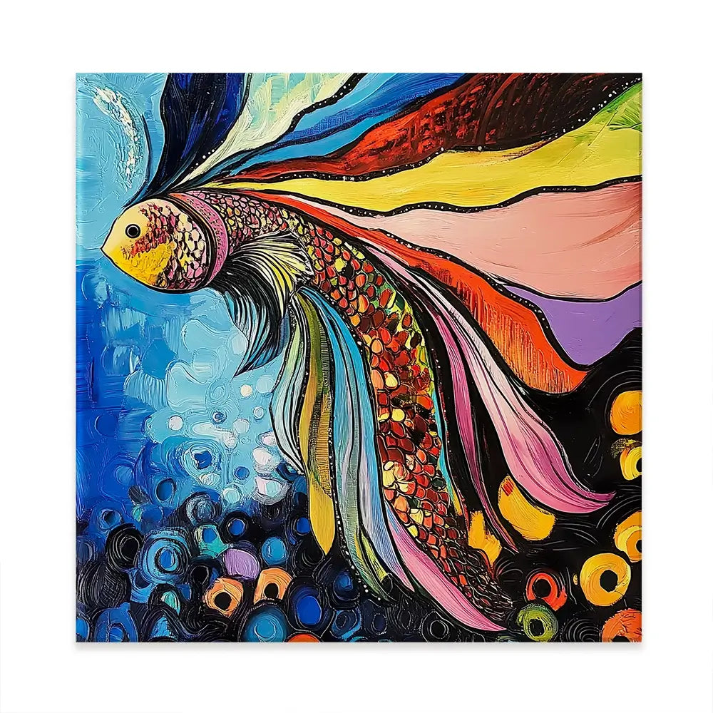 Fun Fish 2 Square Canvas Print Fun Fish 2 Square Canvas Print wall art product Violeta Allaberdieva