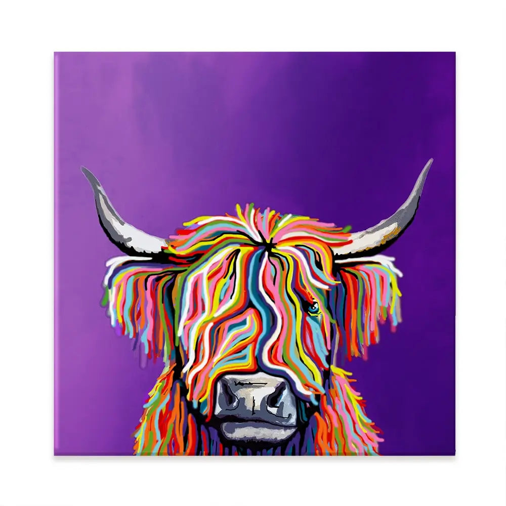 Funky Coloured Cow Canvas Print Funky Coloured Cow Canvas Print wall art product Independent