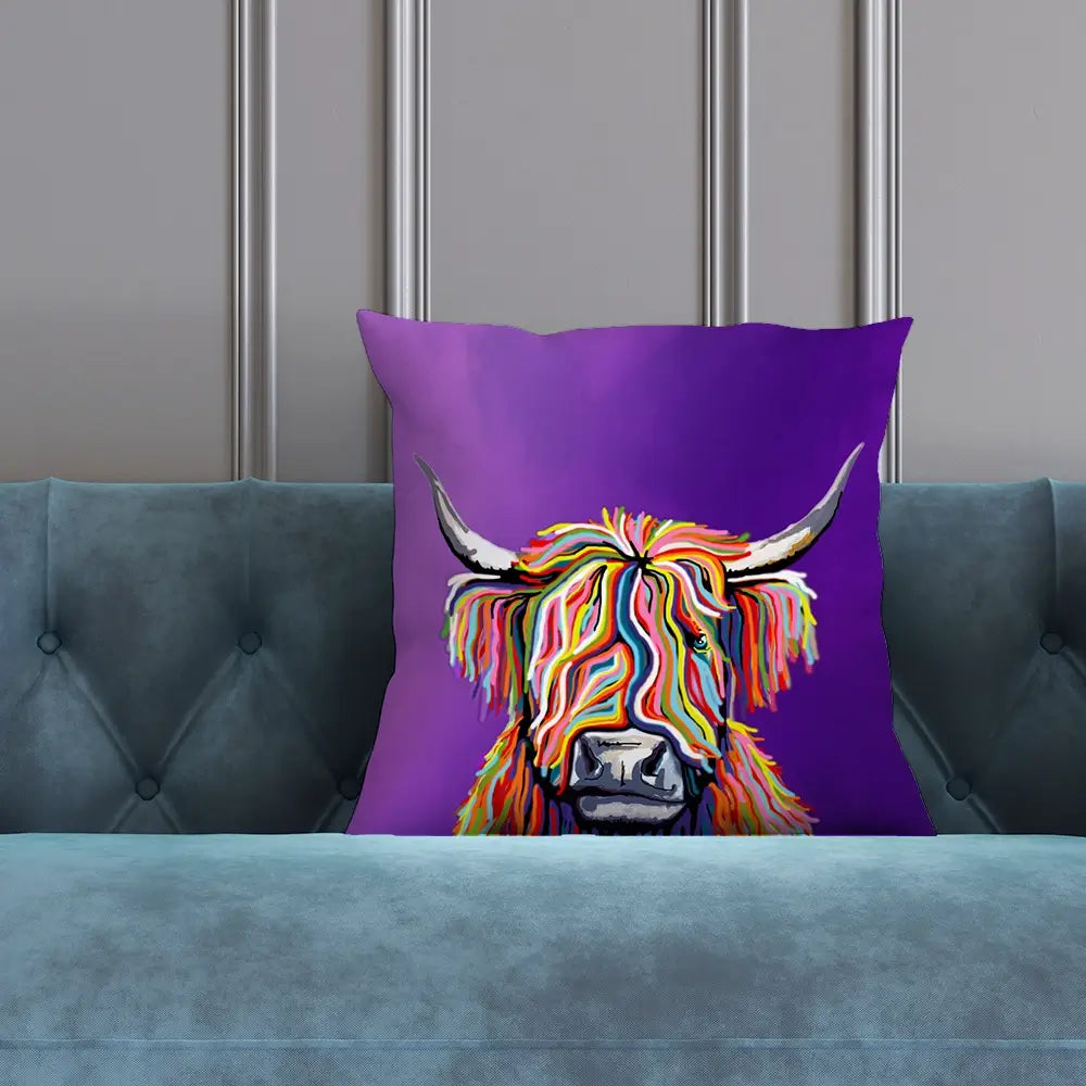 Funky Coloured Cow Cushion Funky Coloured Cow Cushion wall art product Independent
