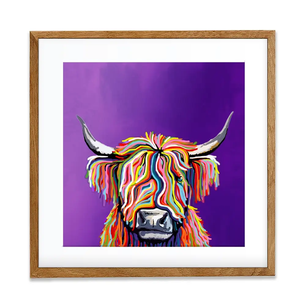Funky Coloured Cow Square Framed Art Print Funky Coloured Cow Square Framed Art Print wall art product Independent