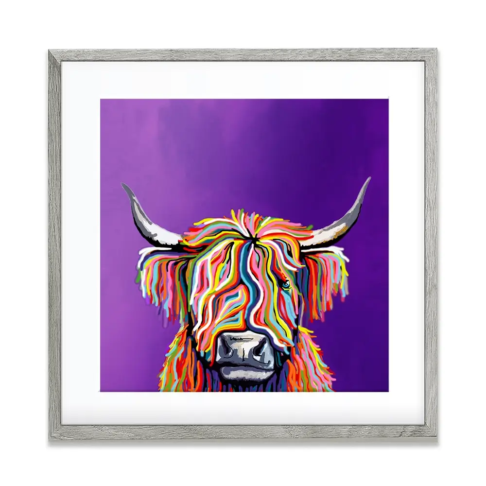 Funky Coloured Cow Square Framed Art Print Funky Coloured Cow Square Framed Art Print wall art product Independent
