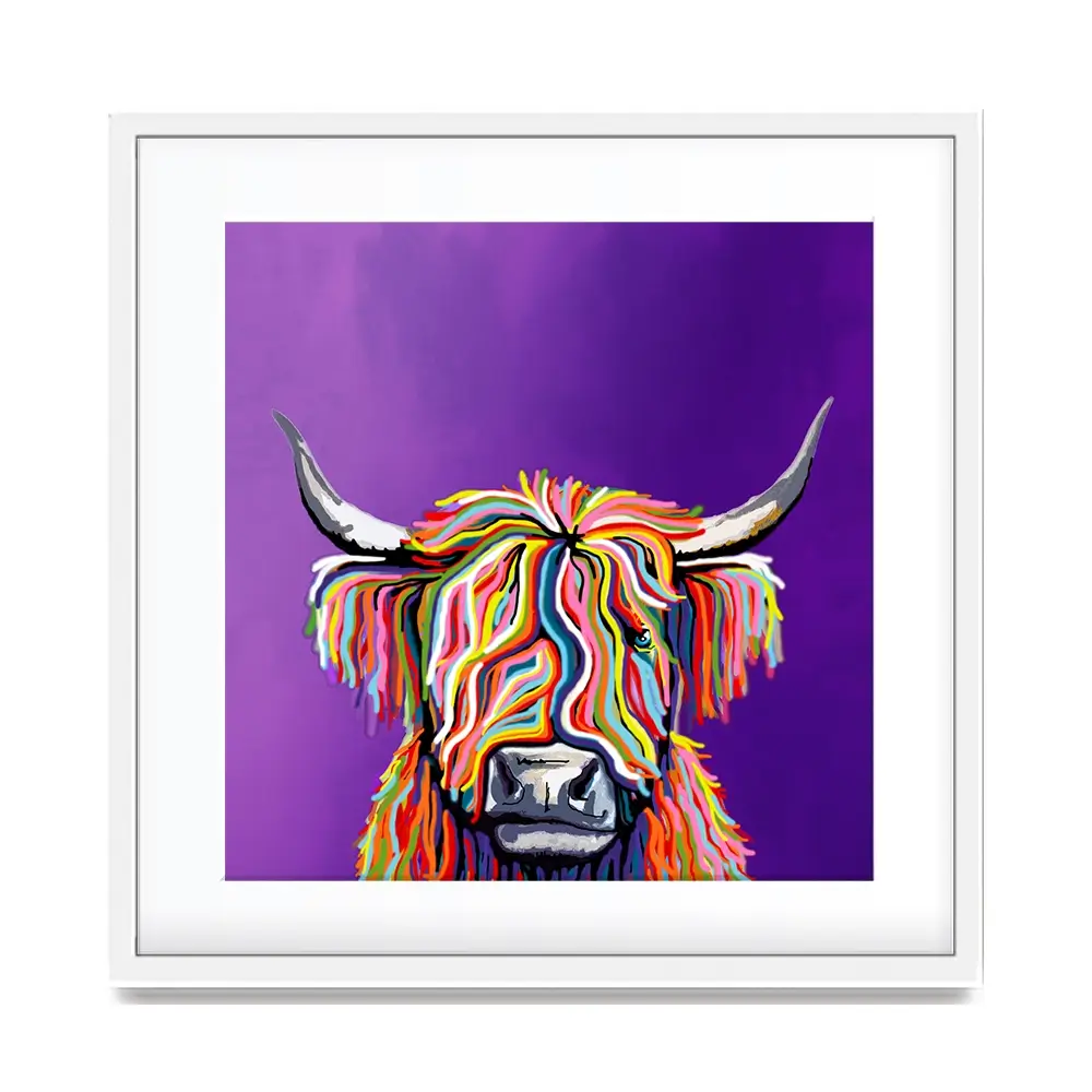 Funky Coloured Cow Square Framed Art Print Funky Coloured Cow Square Framed Art Print wall art product Independent