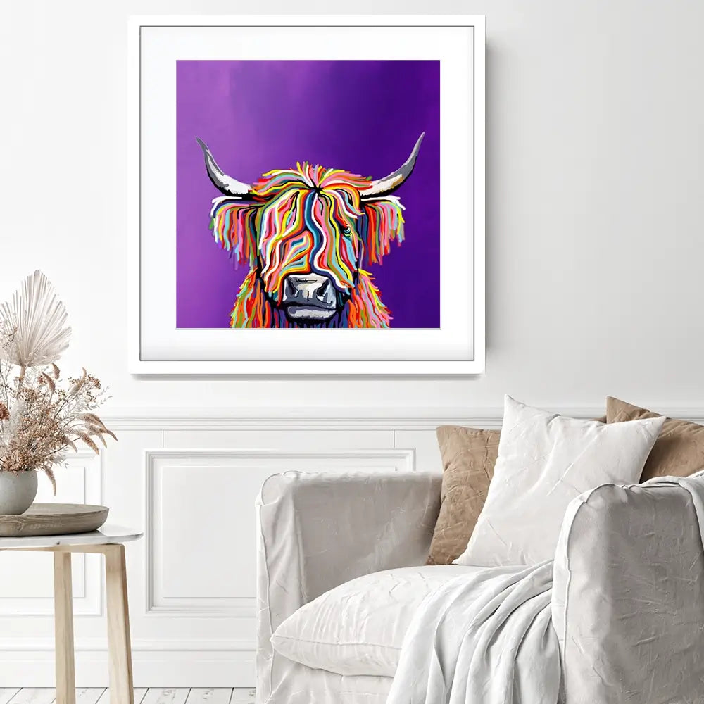 Funky Coloured Cow Square Framed Art Print Funky Coloured Cow Square Framed Art Print wall art product Independent