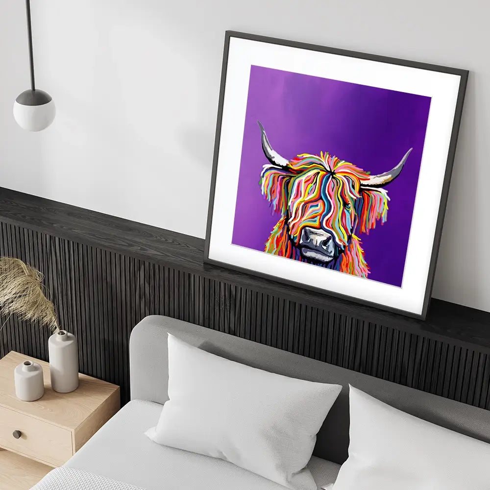 Funky Coloured Cow Square Framed Art Print Funky Coloured Cow Square Framed Art Print wall art product Independent