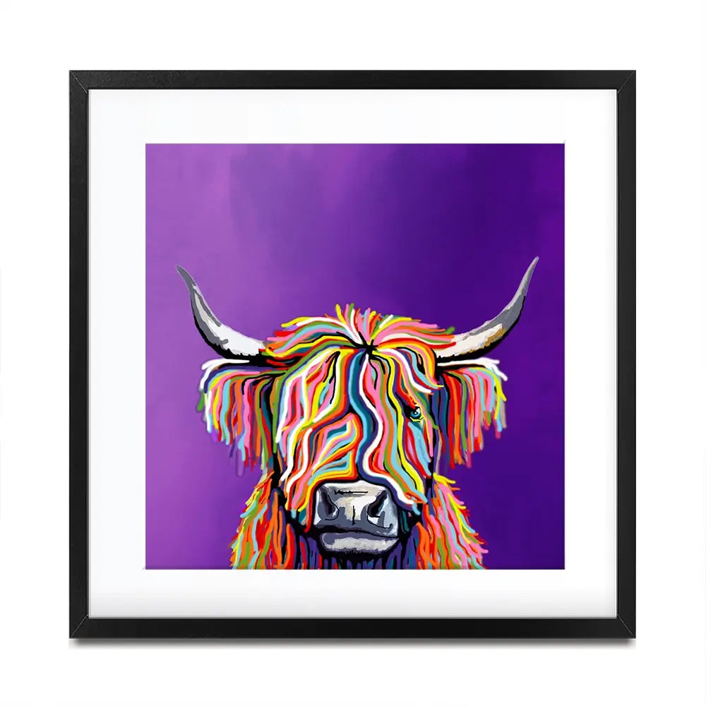 Funky Coloured Cow Square Framed Art Print Funky Coloured Cow Square Framed Art Print wall art product Independent