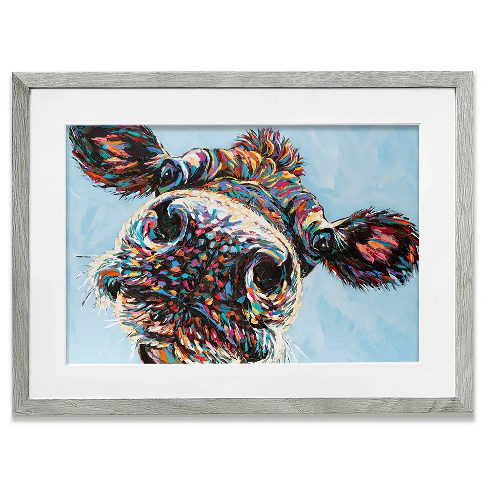 Funny Cow 2 Framed Art Print Funny Cow 2 Framed Art Print wall art product Carolee Vitaletti