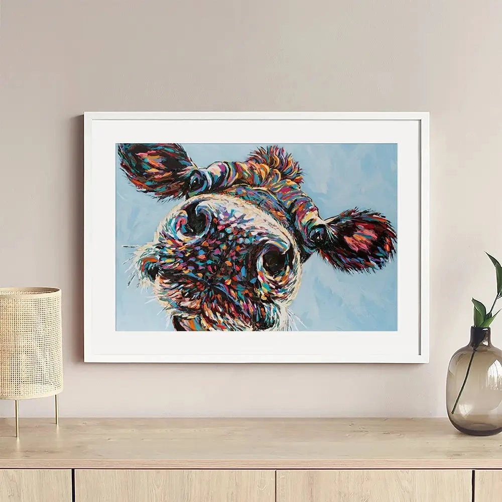 Funny Cow 2 Framed Art Print Funny Cow 2 Framed Art Print wall art product Carolee Vitaletti