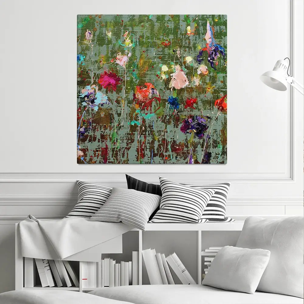 Garden Flowers Square Canvas Print Garden Flowers Square Canvas Print wall art product Studio Paint-Ing