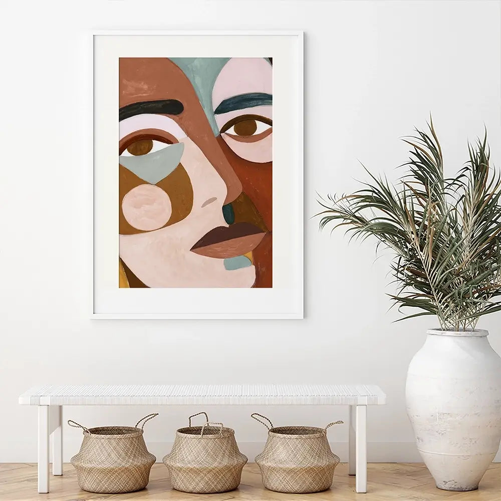 Geo Face Framed Art Print Geo Face Framed Art Print wall art product Victoria Borges