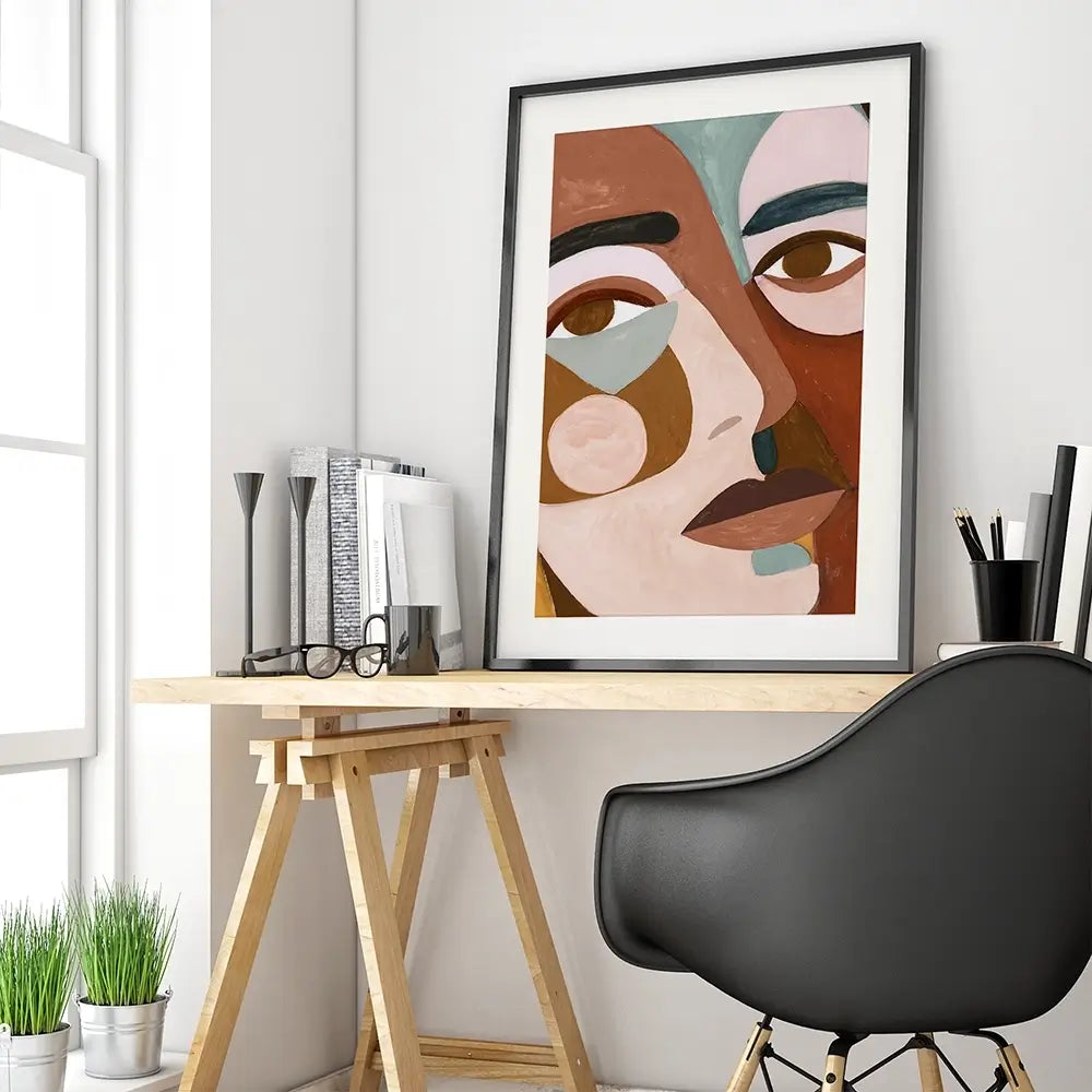 Geo Face Framed Art Print Geo Face Framed Art Print wall art product Victoria Borges