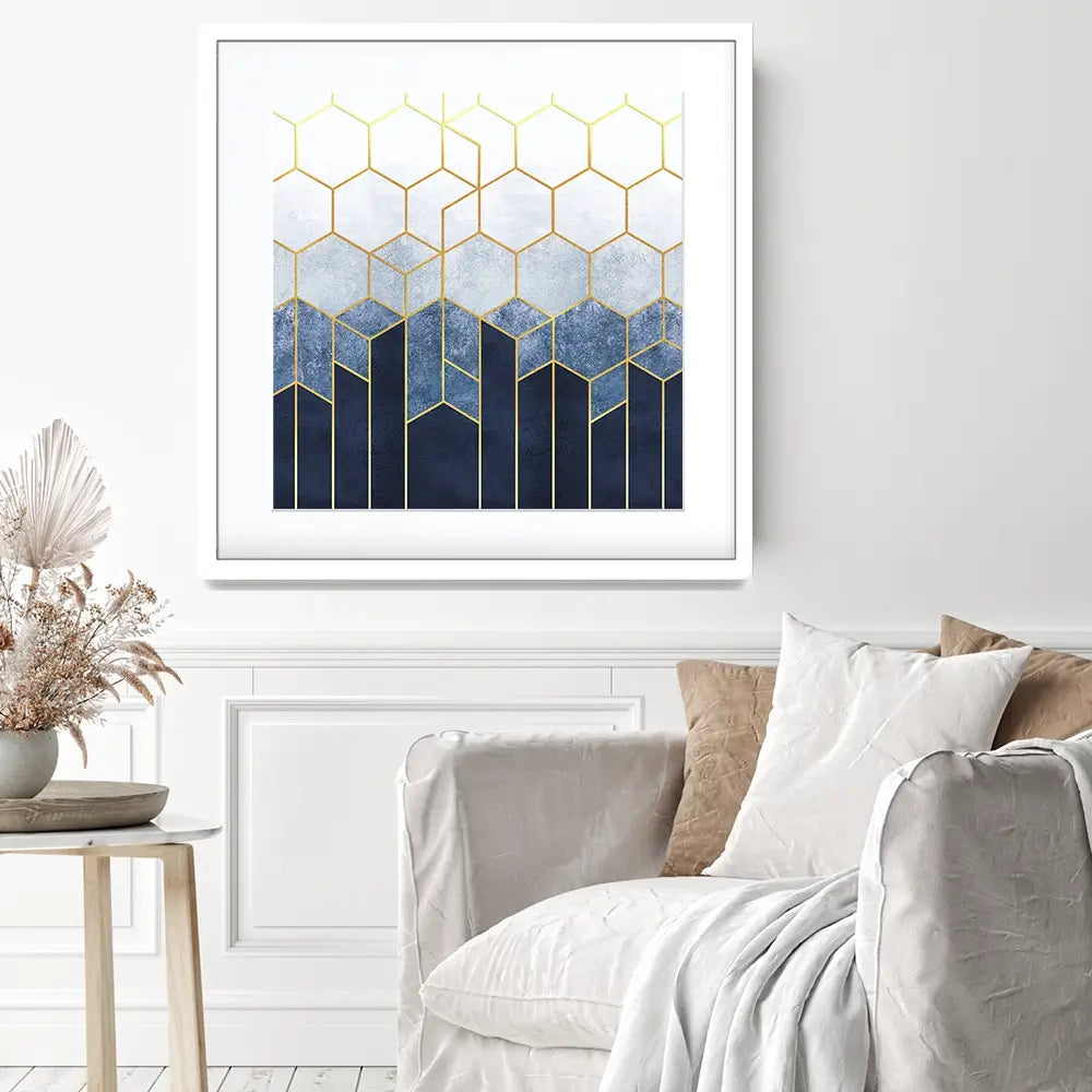 Geometric Hexagons Square Framed Art Print Geometric Hexagons Square Framed Art Print wall art product Art Print Shop
