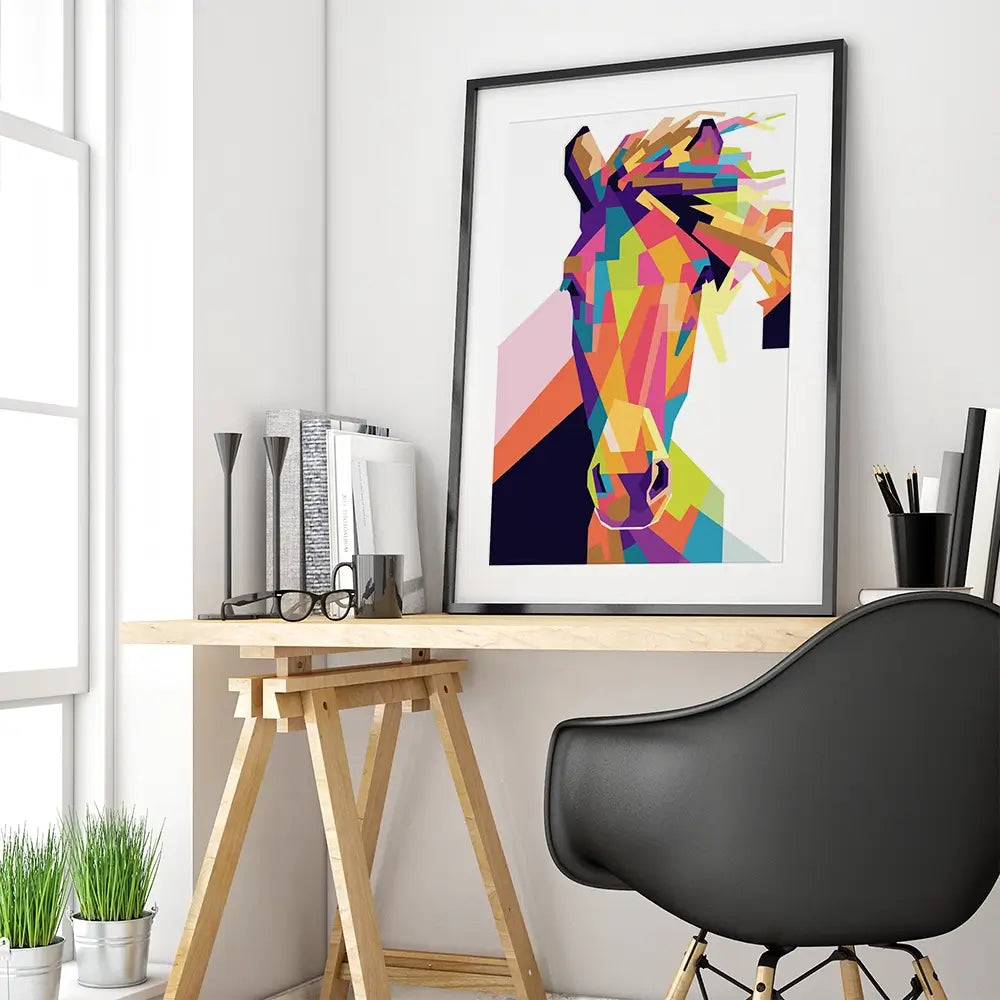 Geometric Pop Art Horse Framed Art Print Geometric Pop Art Horse Framed Art Print wall art product noeeerr / Shutterstock
