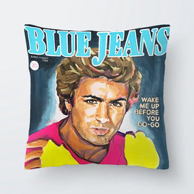 George Michael Blue Jeans Cushion George Michael Blue Jeans Cushion wall art product Juliet Stockton