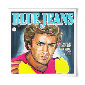 George Michael Blue Jeans Square Art Print George Michael Blue Jeans Square Art Print wall art product Juliet Stockton