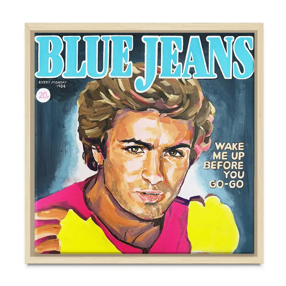 George Michael Blue Jeans Square Canvas Print George Michael Blue Jeans Square Canvas Print wall art product Juliet Stockton