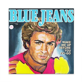 George Michael Blue Jeans Square Canvas Print George Michael Blue Jeans Square Canvas Print wall art product Juliet Stockton