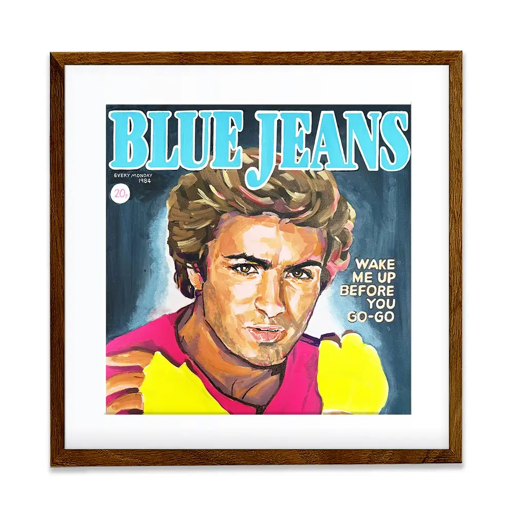 George Michael Blue Jeans Square Framed Art Print George Michael Blue Jeans Square Framed Art Print wall art product Juliet Stockton