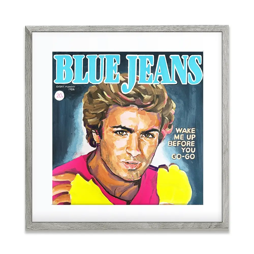 George Michael Blue Jeans Square Framed Art Print George Michael Blue Jeans Square Framed Art Print wall art product Juliet Stockton