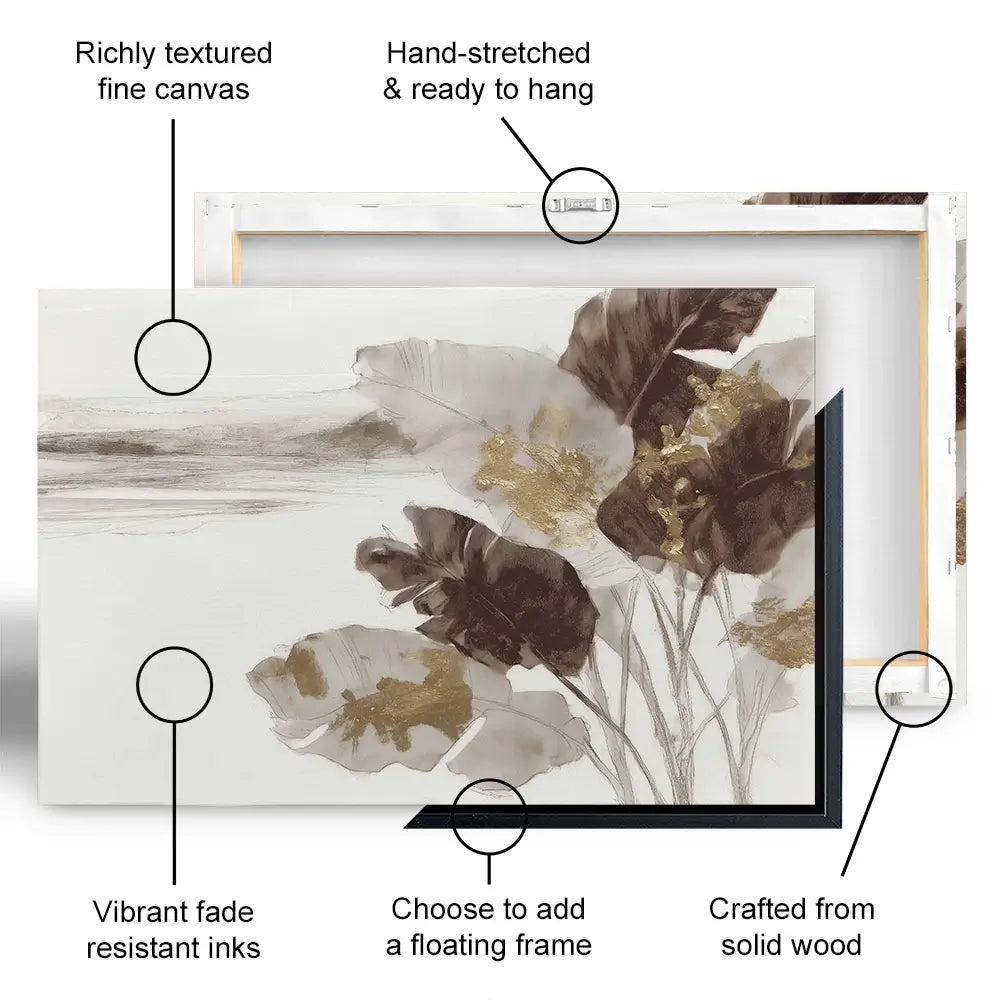 Gilded Banana Leaves Canvas Print Gilded Banana Leaves Canvas Print wall art product Chromatic Storm Studio
