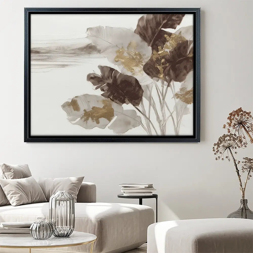 Gilded Banana Leaves Canvas Print Gilded Banana Leaves Canvas Print wall art product Chromatic Storm Studio