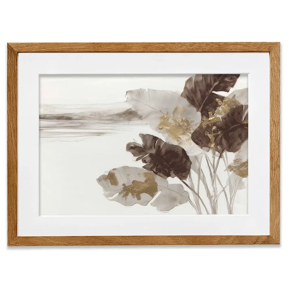 Gilded Banana Leaves Framed Art Print Gilded Banana Leaves Framed Art Print wall art product Chromatic Storm Studio